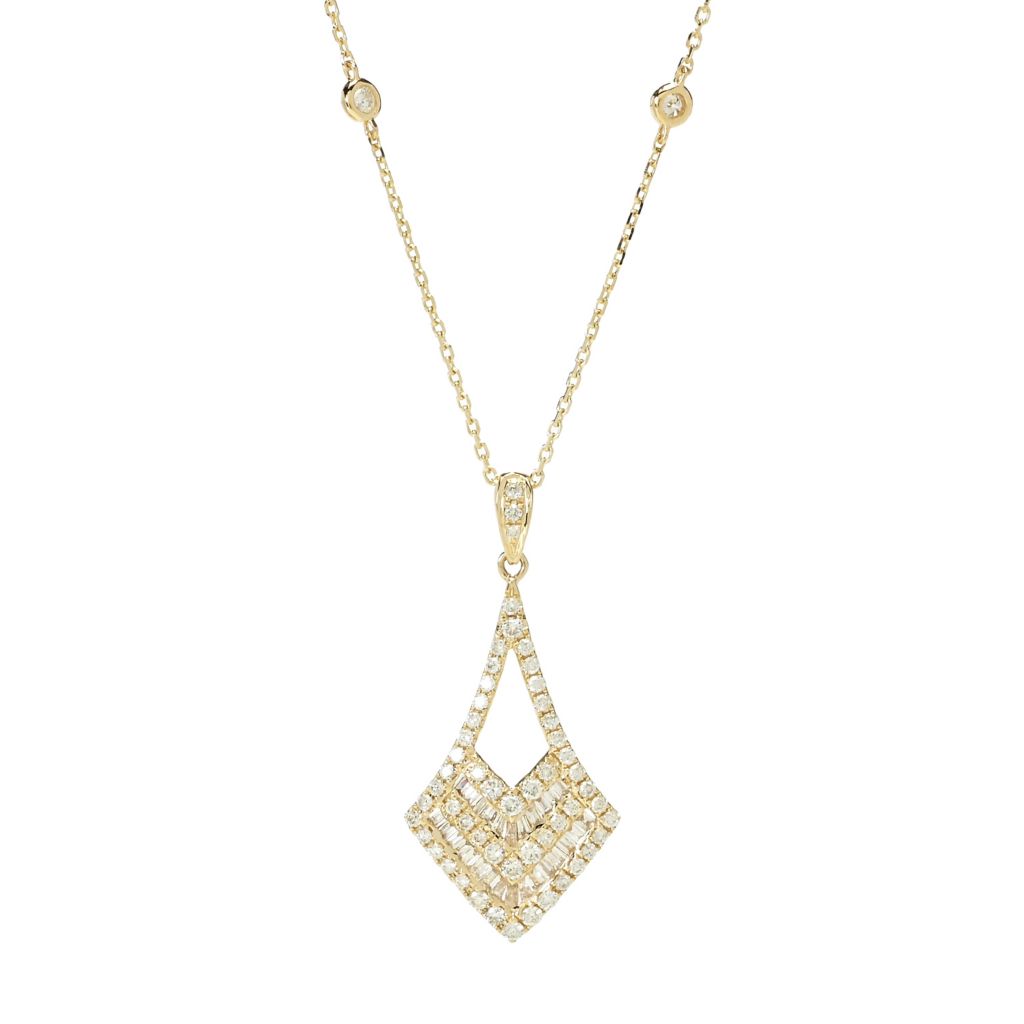 Gems of Distinction 14K Gold 0.74ctw Diamond Chevron Pendant w/ Chain