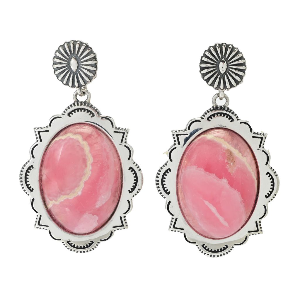 Southwest Elements Sterling Silver 18x13mm Rhodochrosite Earrings