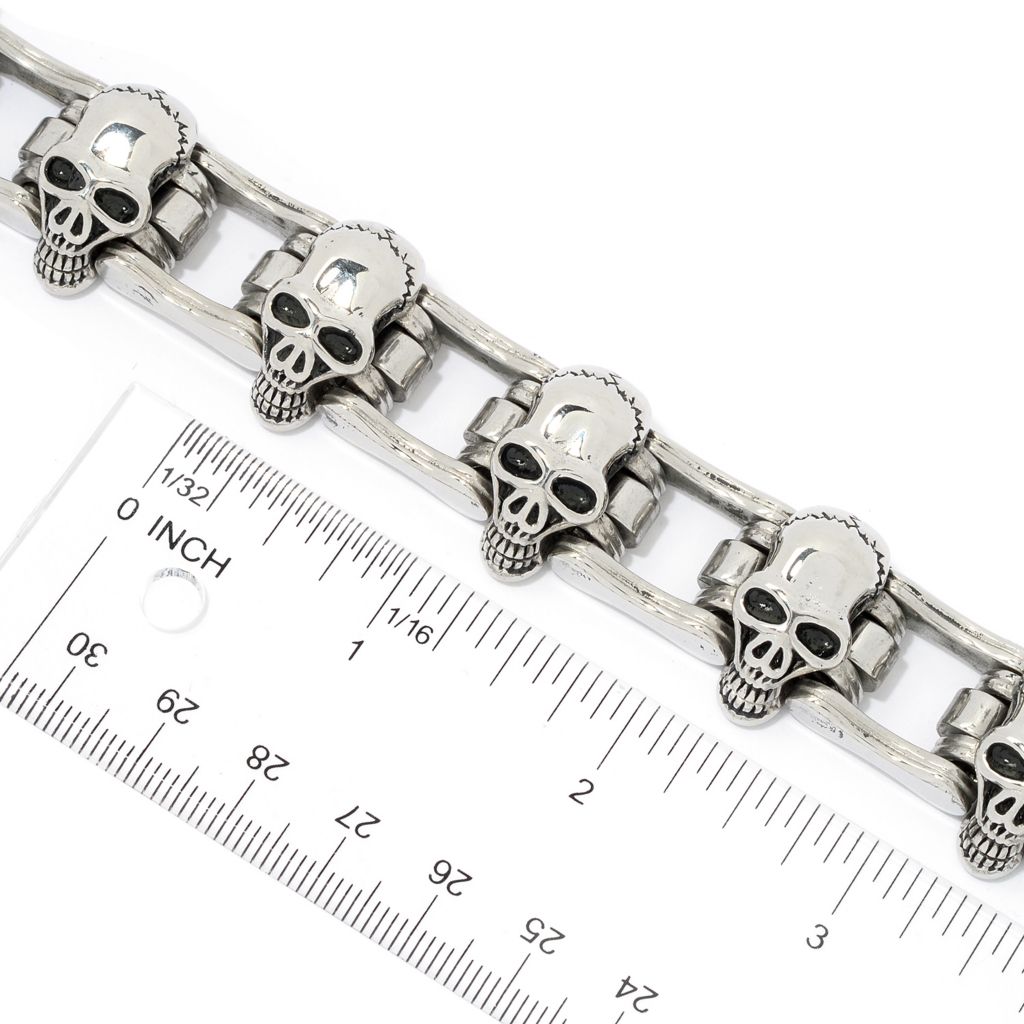 Invicta Men's Stainless Steel Choice of Size Skull Bicycle Chain Bracelet