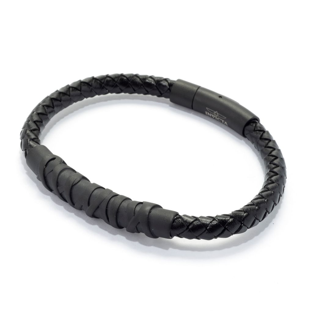 invicta-jewelry-stainless-steel-braided-leather-bracelet