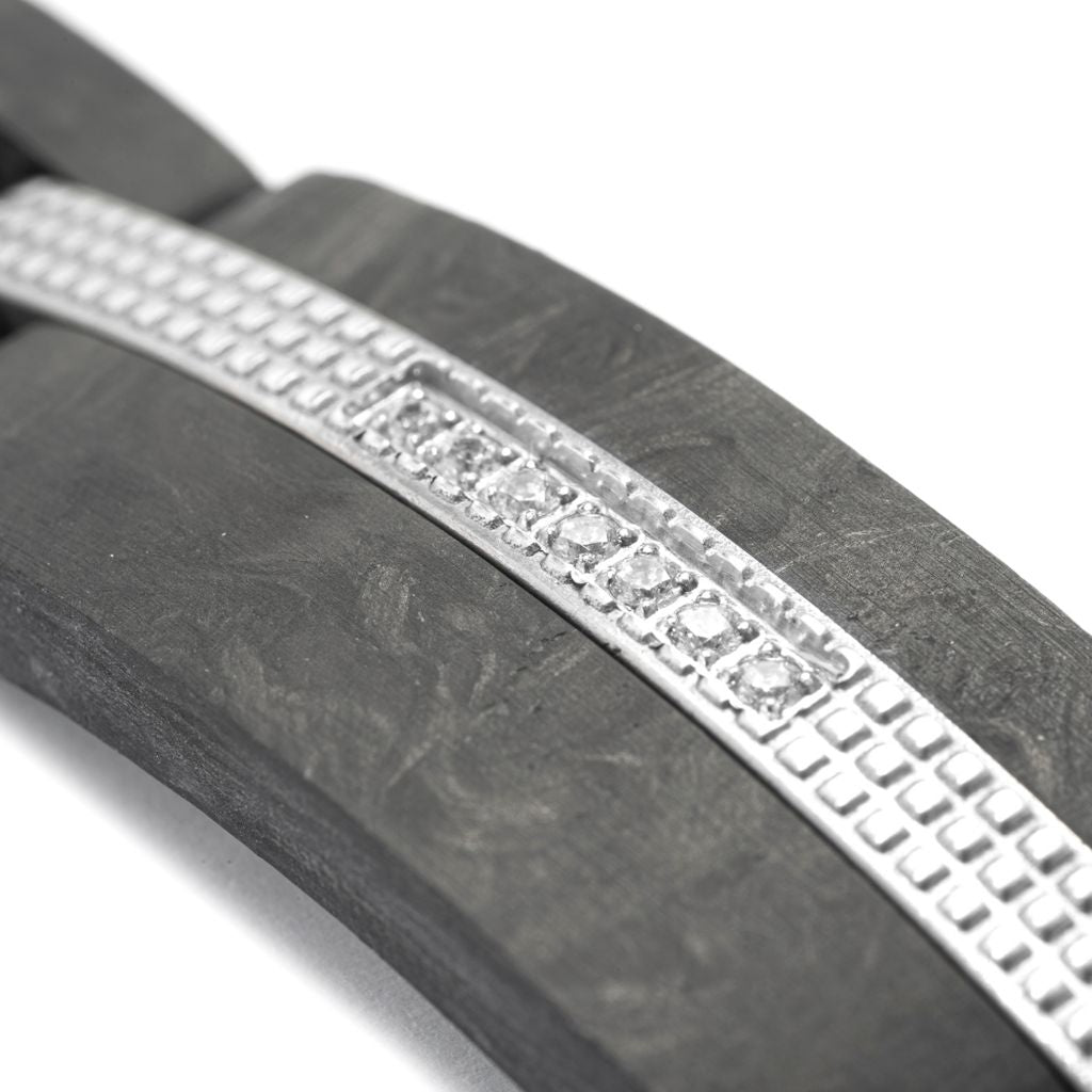 Invicta Men's 8.5" Forged Carbon 0.09 DEW Simulated Diamond Bracelet