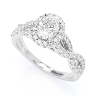 Grown Gorgeous 14K White Gold 1.30ctw Lab Grown Diamond Halo Ring