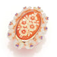 Cameo Italiano "Mucha" Flowers Shell Cameo, Mother-of-Pearl & Simulated Gem Ring