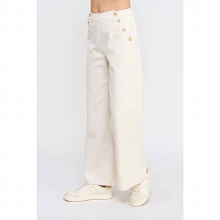 Allie Rose - Twill Side Button Wide Leg Pants