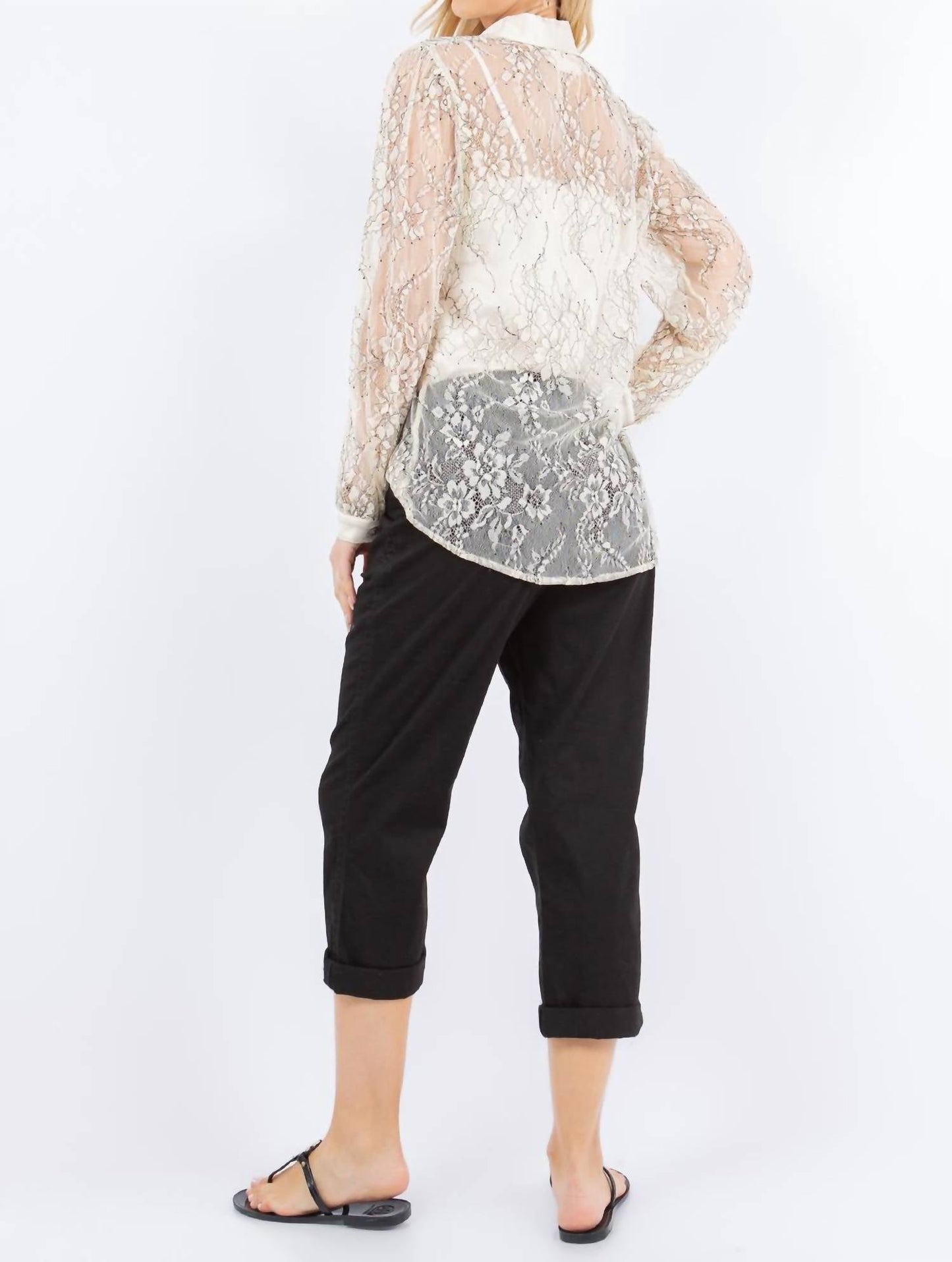 Paparazzi - Lace Sheer Long Sleeve Shirt - Unlined