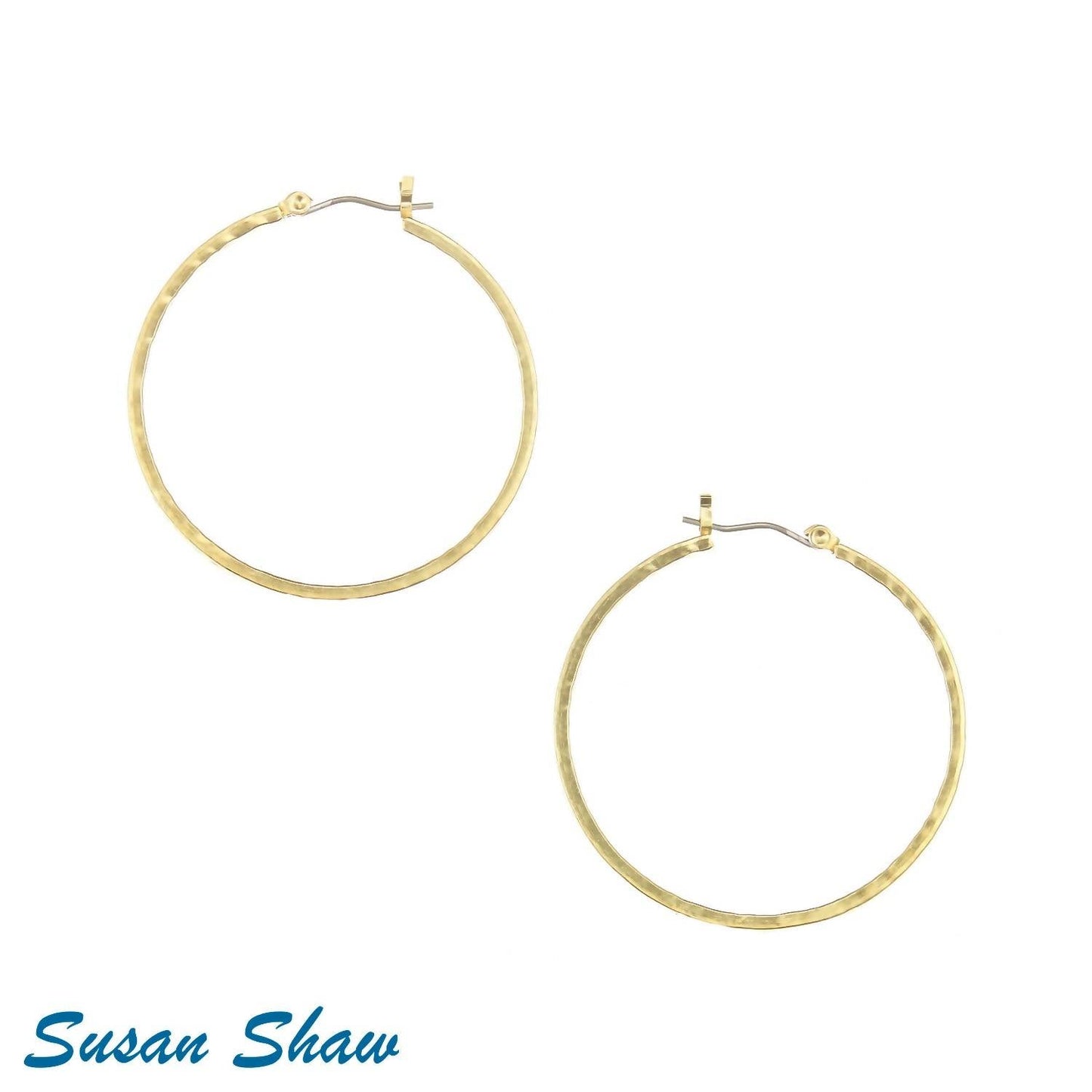 Susan Shaw - Women's Hammered Hoops Earrings
