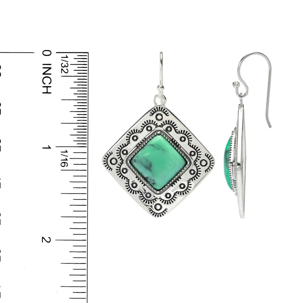 Southwest Elements 13.7ctw Black Bridge Variscite Earrings