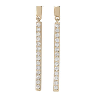 Beverly Hills Elegance 14K Gold 1.12ctw Diamond Bar Drop Earrings