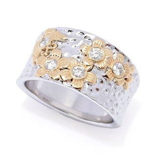 Beverly Hills Elegance 14K Gold 0.24ctw Diamond Butterfly Garden Ring