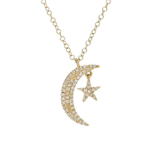 Sabrina Designs 14K Gold 0.11ctw Diamond Moon & Star Pendant Necklace