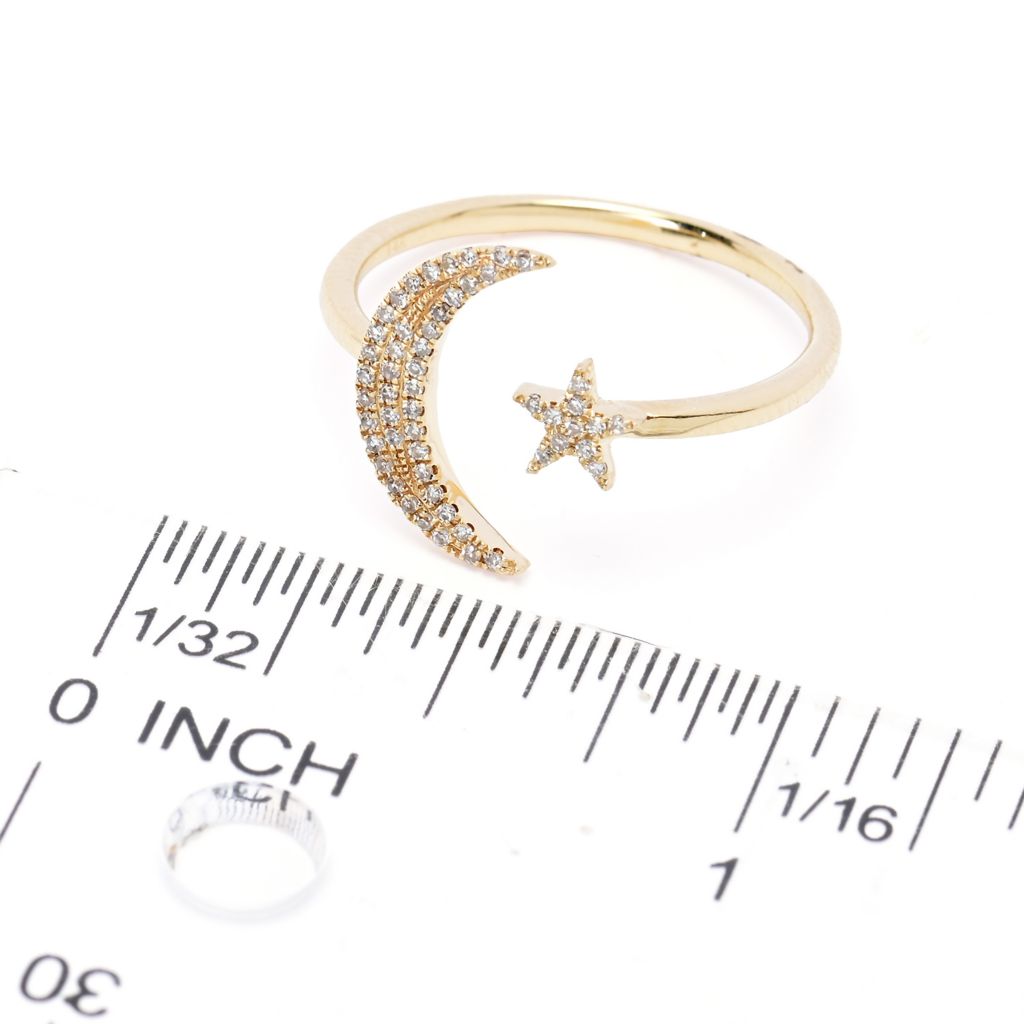 Sabrina Designs 14K Gold 0.14ctw Diamond Moon & Star Ring, 1.9 grams