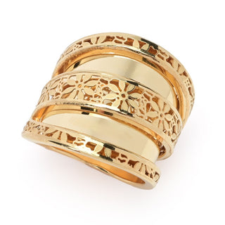 Stefano Oro 14K Gold "Fiori Ricami" Overlay Tapered Ring