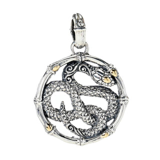 Artisan Silver by Samuel B. 18K Gold Accented Round Snake Pendant