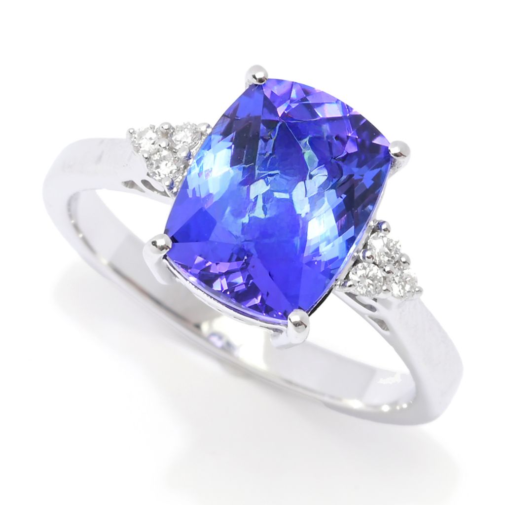 Gem Treasures 14K White Gold 3.86ctw AAAA Tanzanite & Diamond Ring