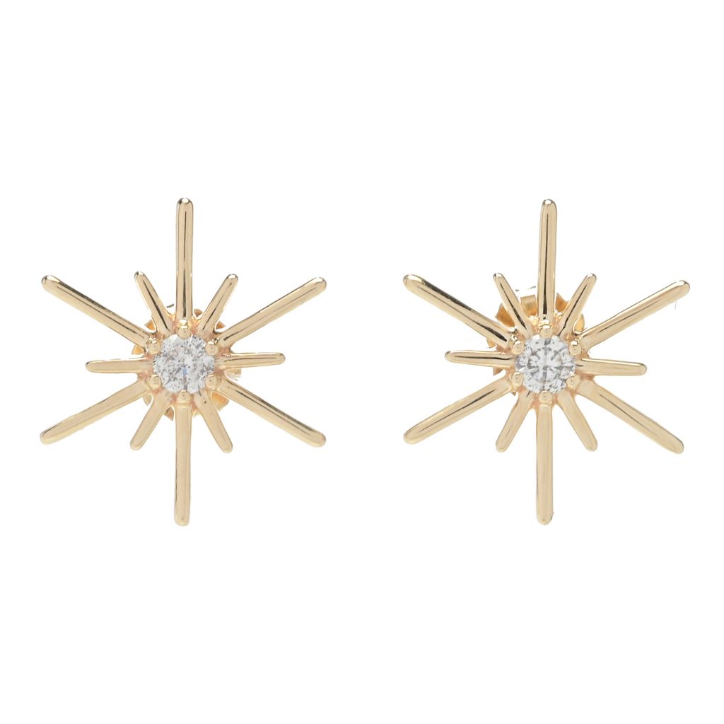 Gems of Distinction 14K Gold 0.21ctw Diamond Starburst Stud Earrings