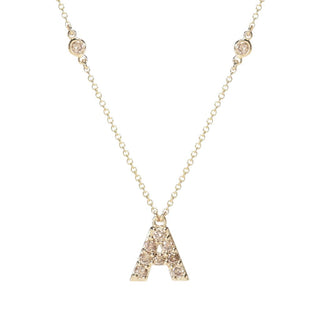Gems of Distinction 14K Gold Champagne Diamond Initial Pendant w/ Chain