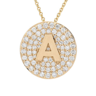 Gems of Distinction 14K Gold 0.62ctw Diamond Initial Disc Pendant w/ Chain