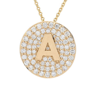 Gems of Distinction 14K Gold 0.62ctw Diamond Initial Disc Pendant w/ Chain