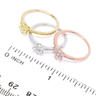 Gems of Distinction 1.18ctw Multi Color Diamond Set of 3 Flower Rings