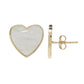 Stefano Oro 14K Gold 13.5x13mm Mother-of-Pearl Heart Button Earrings