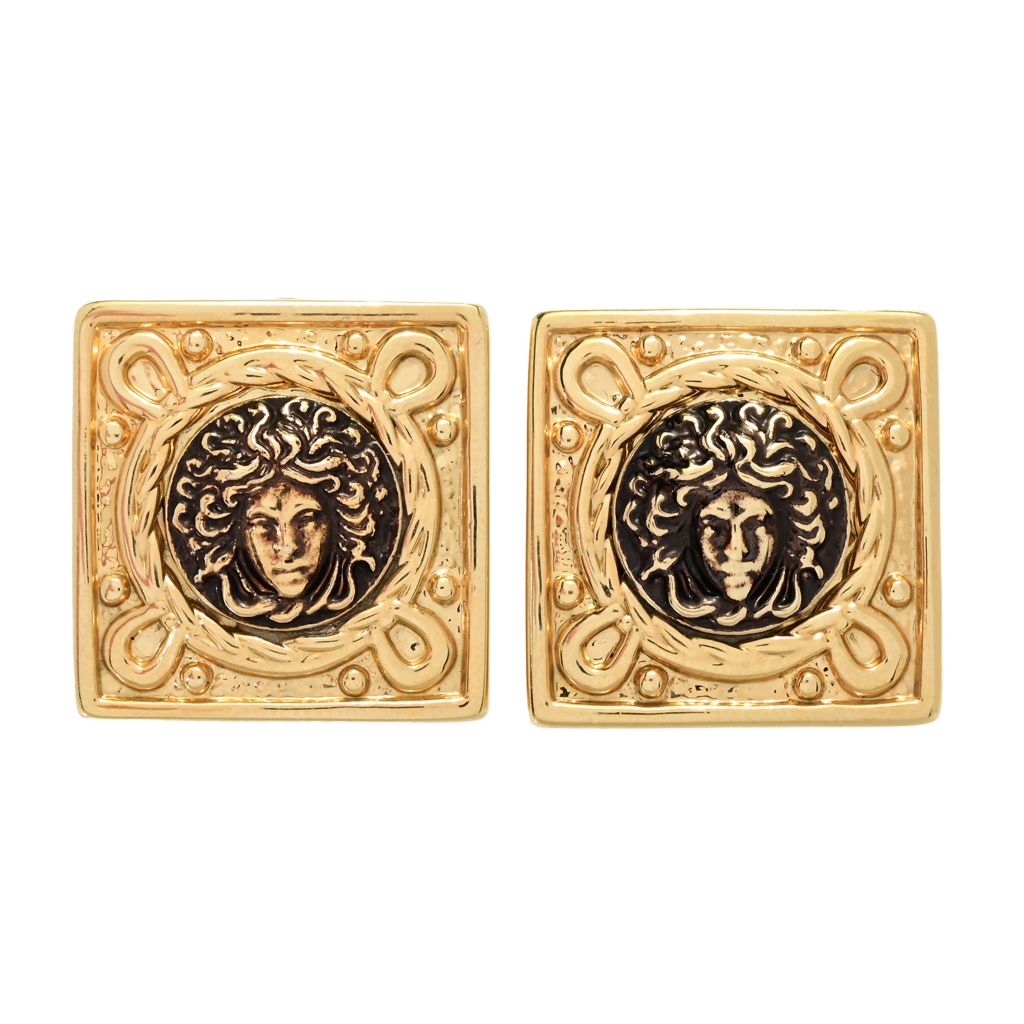 Graziella Choice of Plating Electroform Polished Medusa 1" Stud Earrings