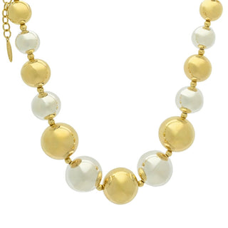 Graziella 23K Gold Plated Electroform Two-tone 17"+2" Beaded Necklace