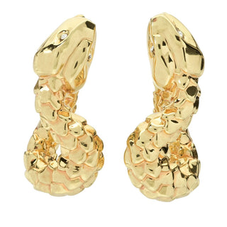 Graziella 23K Gold Plated Simulated Diamond Snake Hoop Earrings