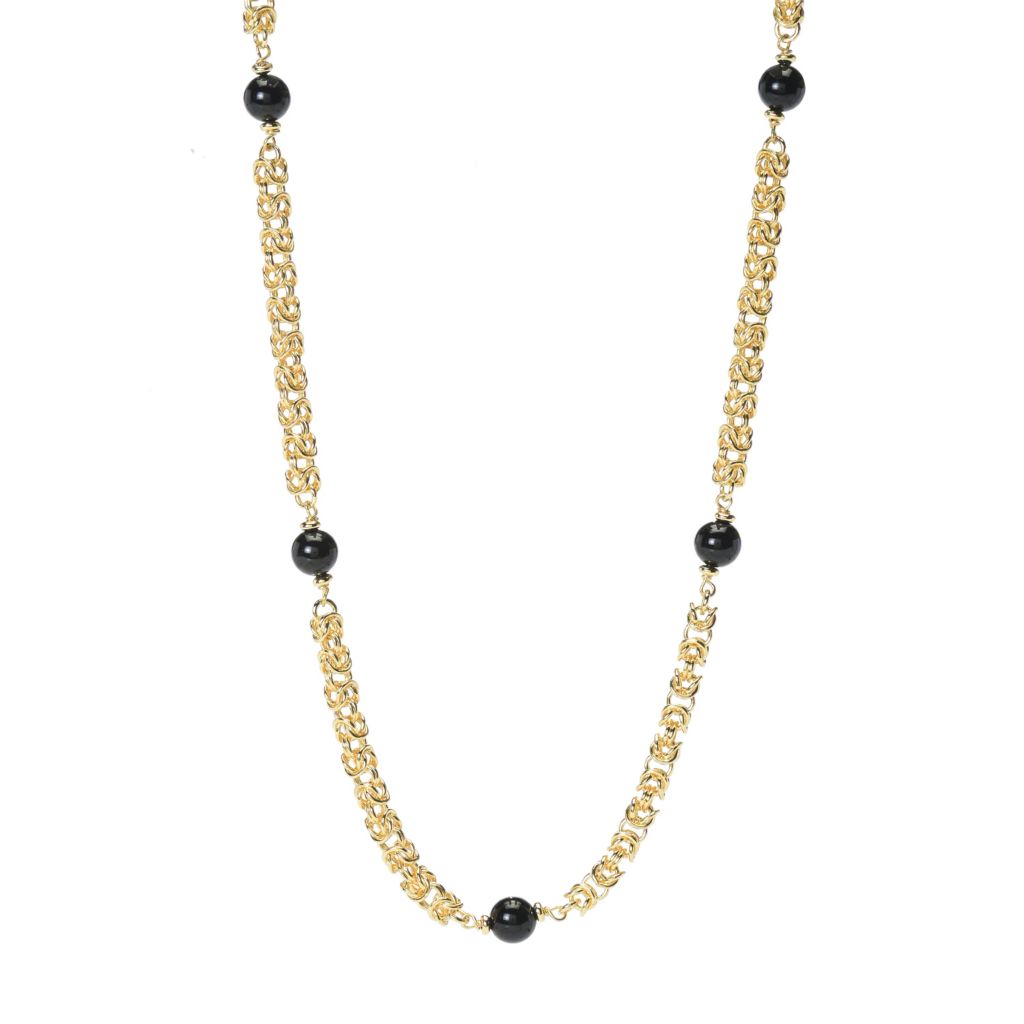 Toscana Italiana 18K Gold Plated Choice of Gem Station Byzantine Necklace