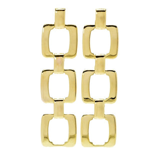 Toscana Italiana 18K Gold Plated Polished Square Link 2" Dangle Earrings