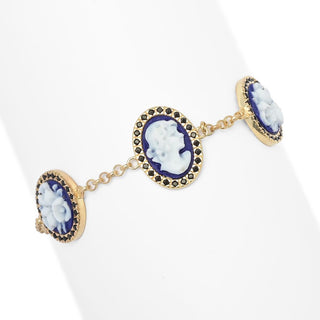 Cameo Italiano "Sunrise" Blue Agate Cameo & Simulated Diamond Bracelet