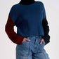 Elan - Colorblock Turtle Neck Cropped Sweater