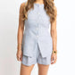 Karlie - Chambray Linen Stripe Vest