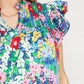 Entro - Floral Ruffle Sleeve Top - Plus