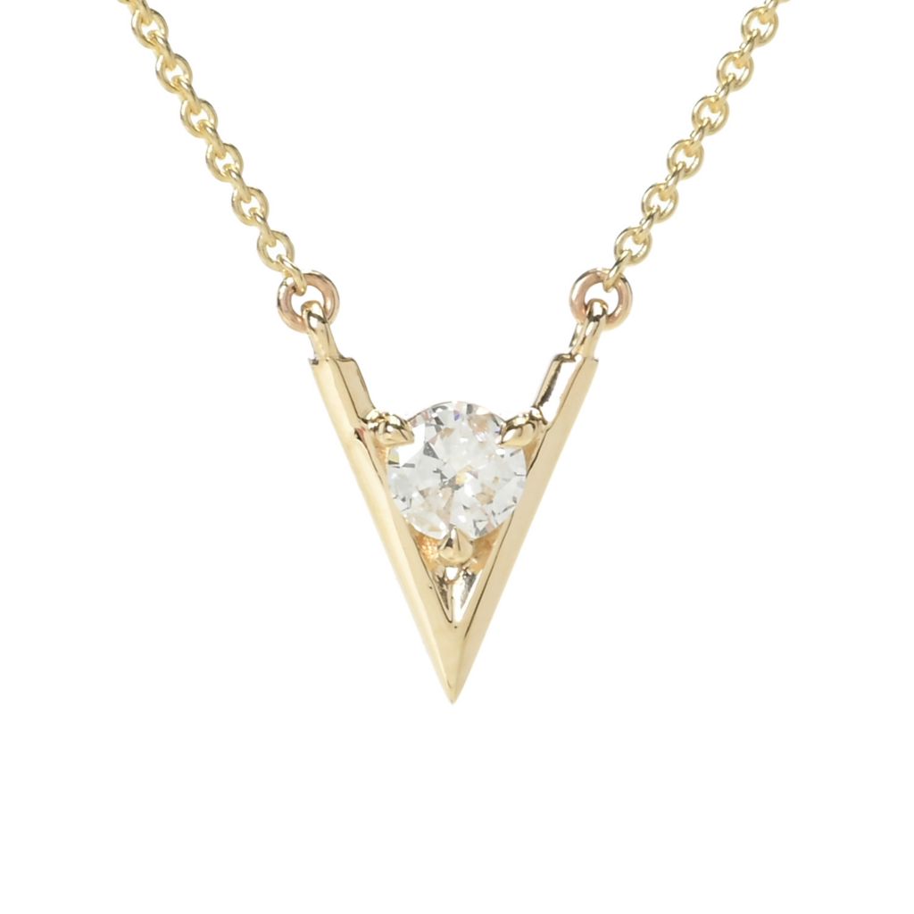Gems of Distinction 14K Gold 0.25ctw Diamond Chevron Pendant w/ Chain
