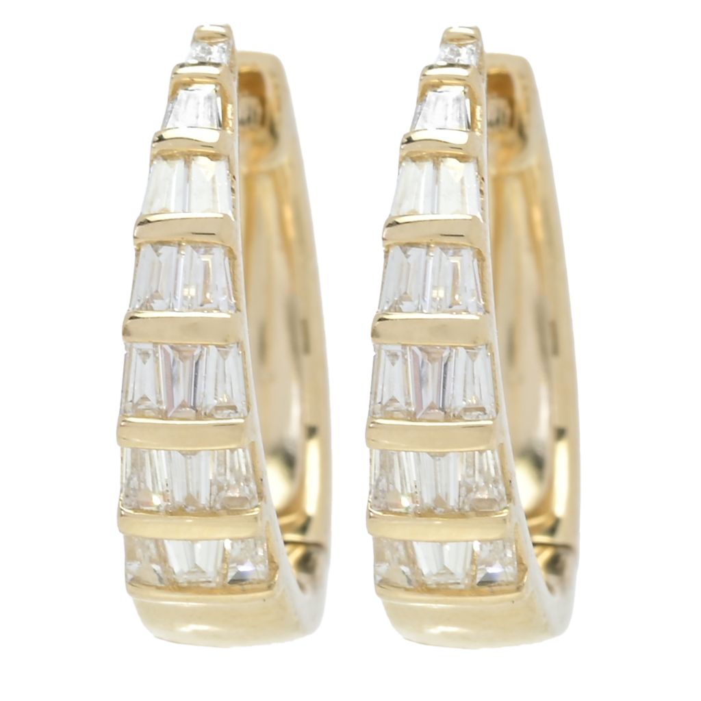 Sabrina Designs 14K Gold 0.34ctw Baguette Diamond Hoop Earrings