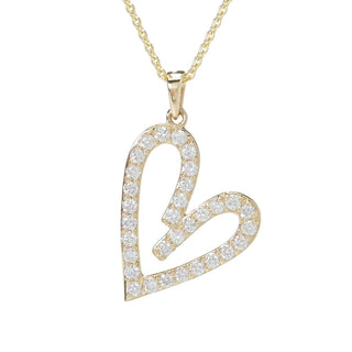 Beverly Hills Elegance 14K Gold 0.57ctw Diamond Heart Pendant w/ Chain