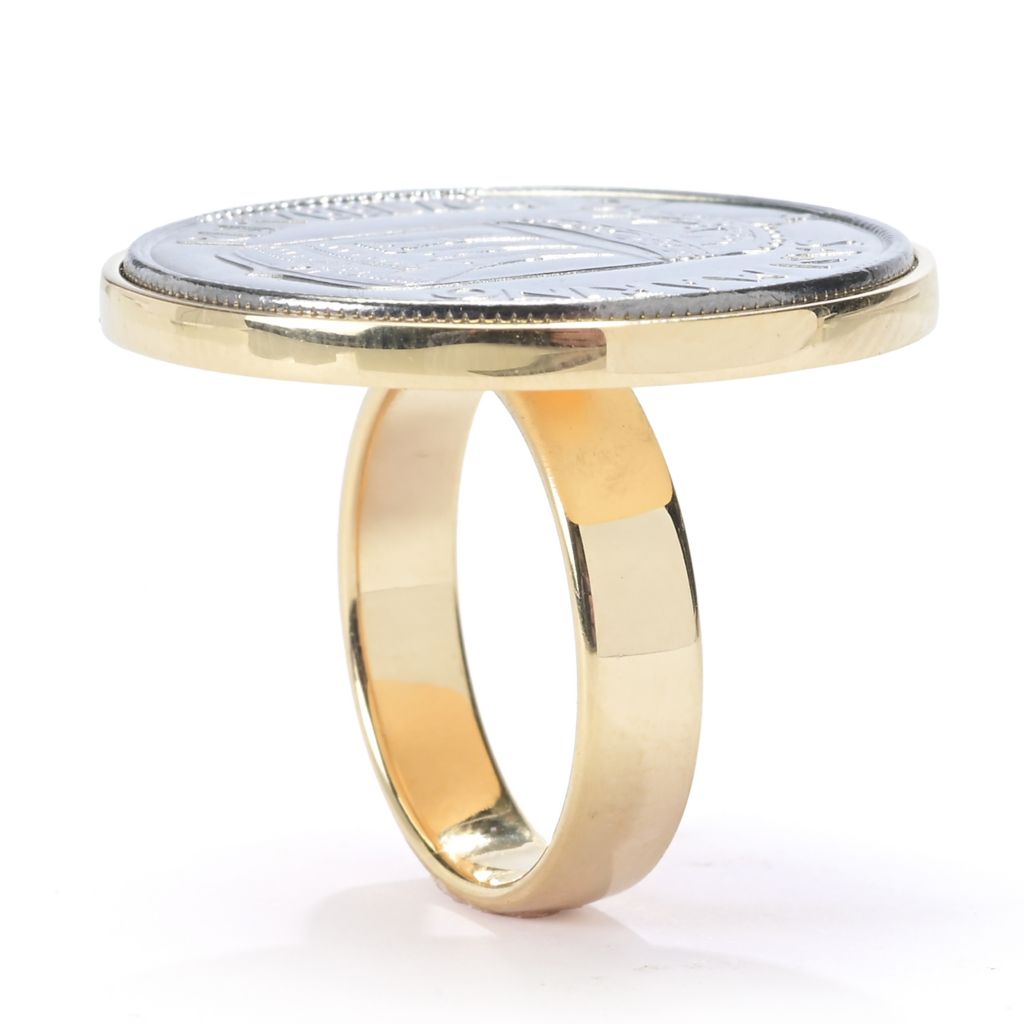 Toscana Italiana 18K Gold Plated Genuine San Marino 50 Lire Coin Ring