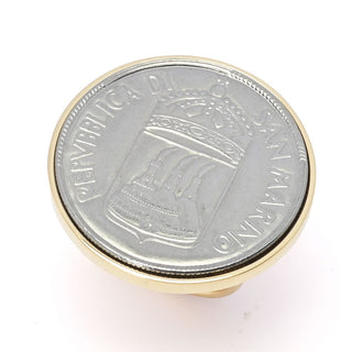 Toscana Italiana 18K Gold Plated Genuine San Marino 50 Lire Coin Ring