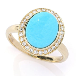 LALI Jewels 14K Gold Sleeping Beauty Turquoise & Diamond Ring, 3.3 grams