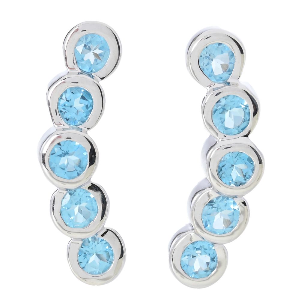 Gem Treasures Choice of Bezel Set Gemstone Ear Crawler Earrings