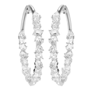 Gem Treasures Multi Shape White Topaz Inside Out Hoop Earrings