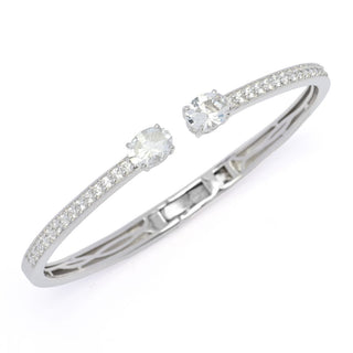 Gem Treasures 4.14ctw White Topaz & Zircon Kissing Cuff Bracelet