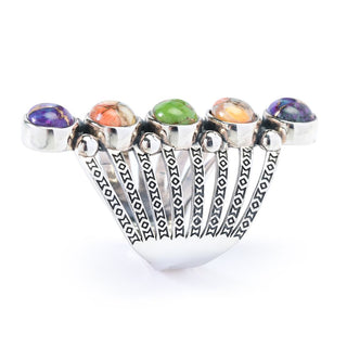 Southwest Elements Choice of Mohave Turquoise 5-Stone Elongated Ring