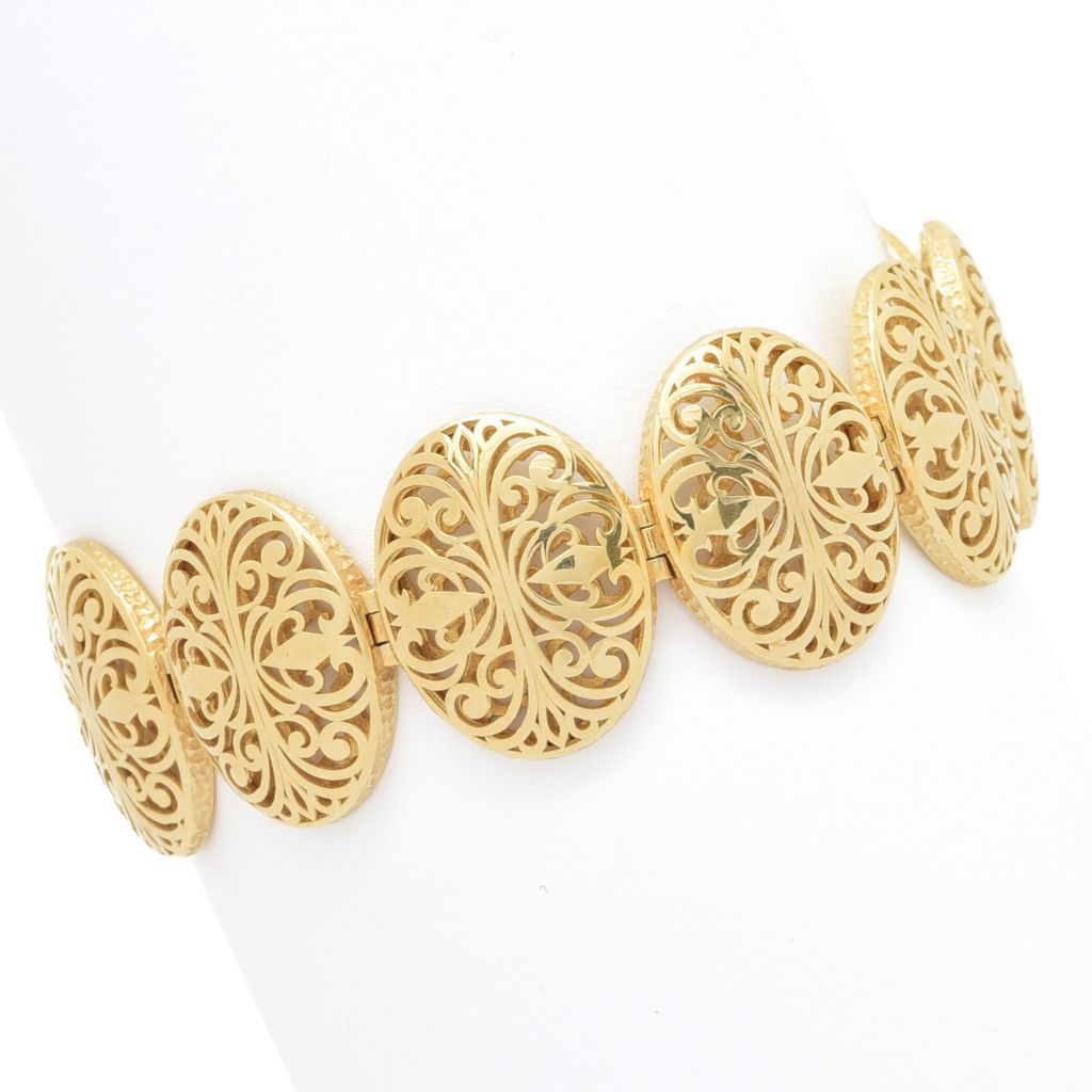 Passport to Turkey Gold Plated High Polished Filigree Panel Bracelet