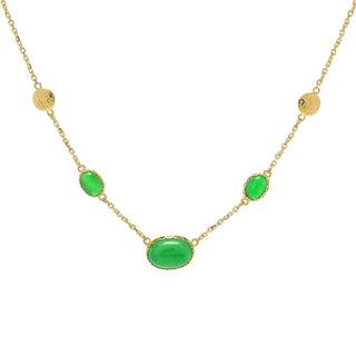 Lambert Cheng 24K Gold Dyed Jade Station 18"+1" Necklace, 8.5 grams