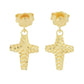Toscana Italiana 18K Gold Plated Diamond Cut Cross Dangle Earrings
