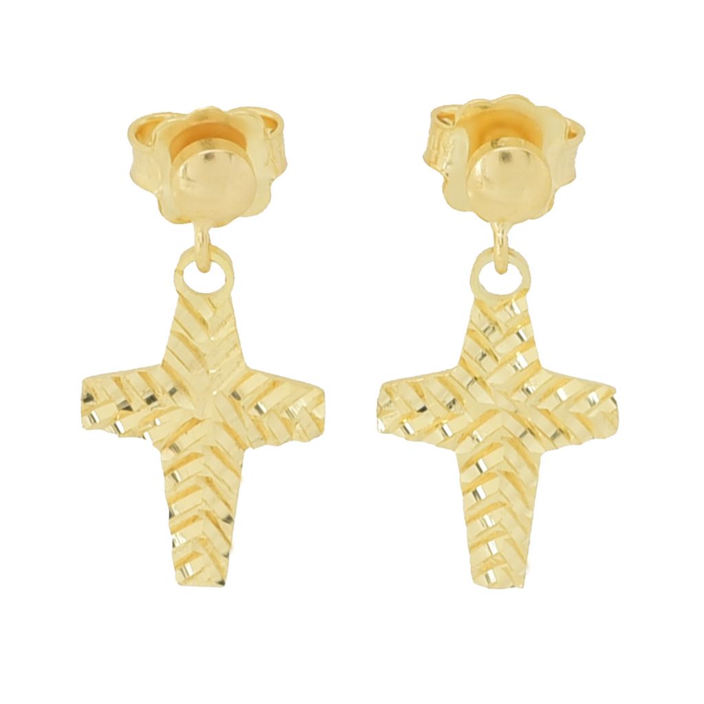 Toscana Italiana 18K Gold Plated Diamond Cut Cross Dangle Earrings