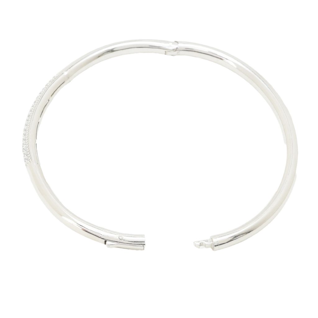 Sorrento Italian Silver 0.29 DEW Simulated Diamond Hinged Bangle Bracelet