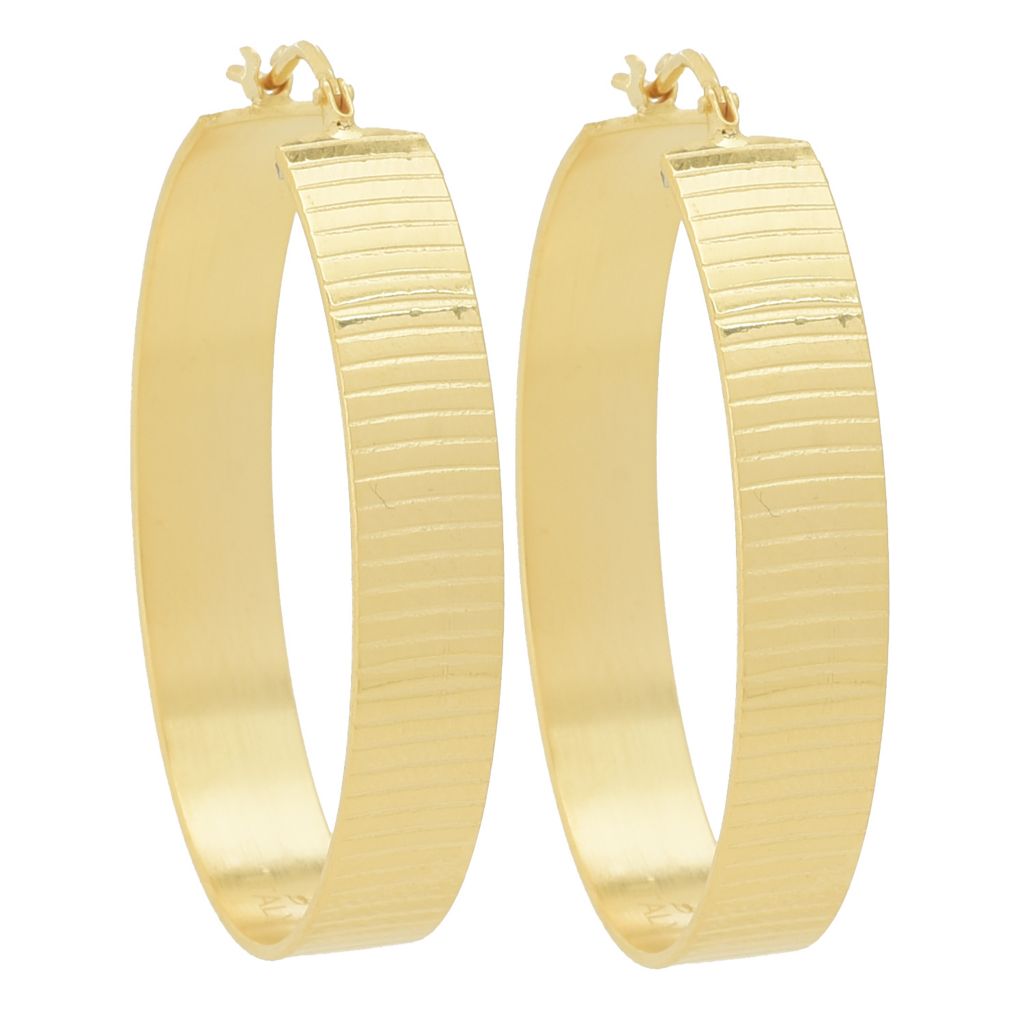 Toscana Italiana 18K Gold Plated Choice of Finish 1.5" Hoop Earrings