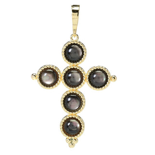 Toscana Italiana 18K Gold Plated Choice of Gemstone Cross Enhancer Pendant